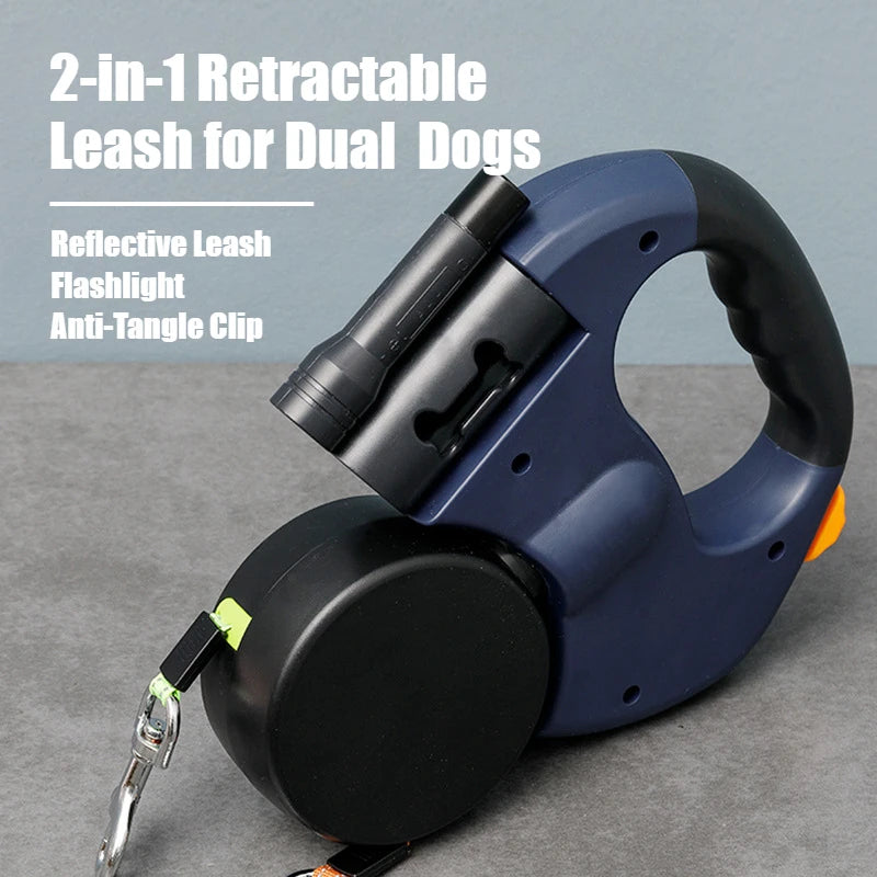 TwinGo™ – Dual Dog Retractable Harness with Anti-Tangle Clip