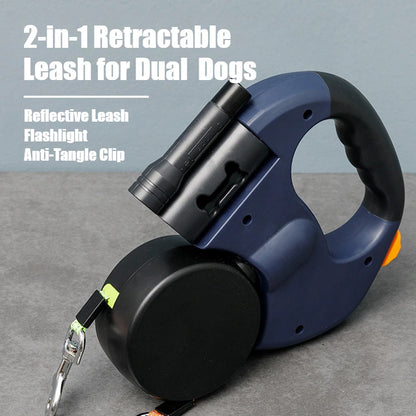 TwinGo™ – Dual Dog Retractable Harness with Anti-Tangle Clip