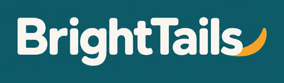 BrightTails logo — cream on teal